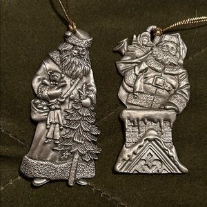 Avon Silver Santa Holiday Ornaments